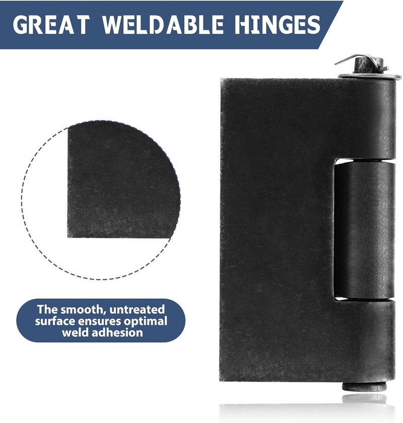 MOZCORN 3 Pcs Weld On Hinges Heavy Duty 4" x 4", Weldable Butt Hinges for Gates Garage Trailer Doors, Thickness 4.5mm, Load Up to 1000lbs - Image 5
